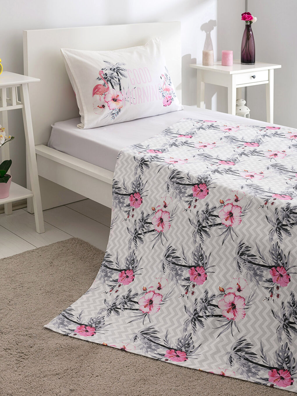 Yeşil Baskılı Tek Kişilik Pike