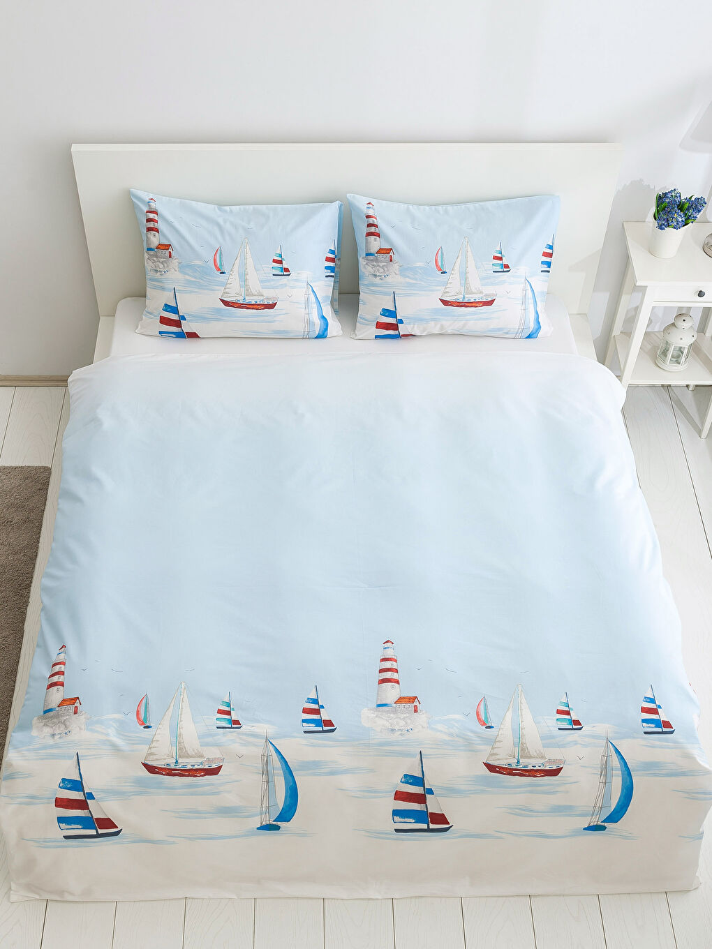 Mavi Baskılı Çift Kişilik Nevresim Seti-1