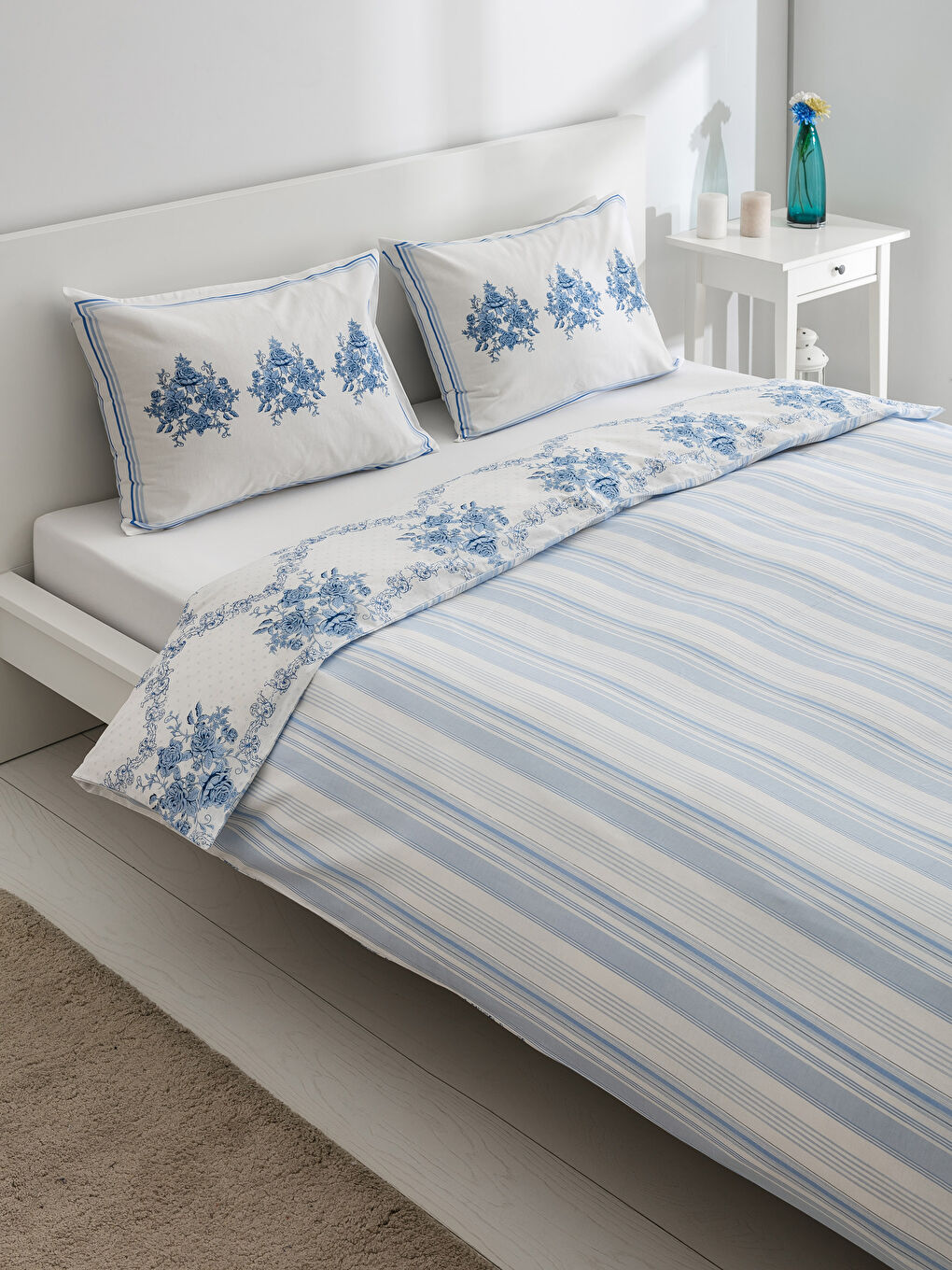 Mavi Baskılı Çift Kişilik Nevresim Seti-1