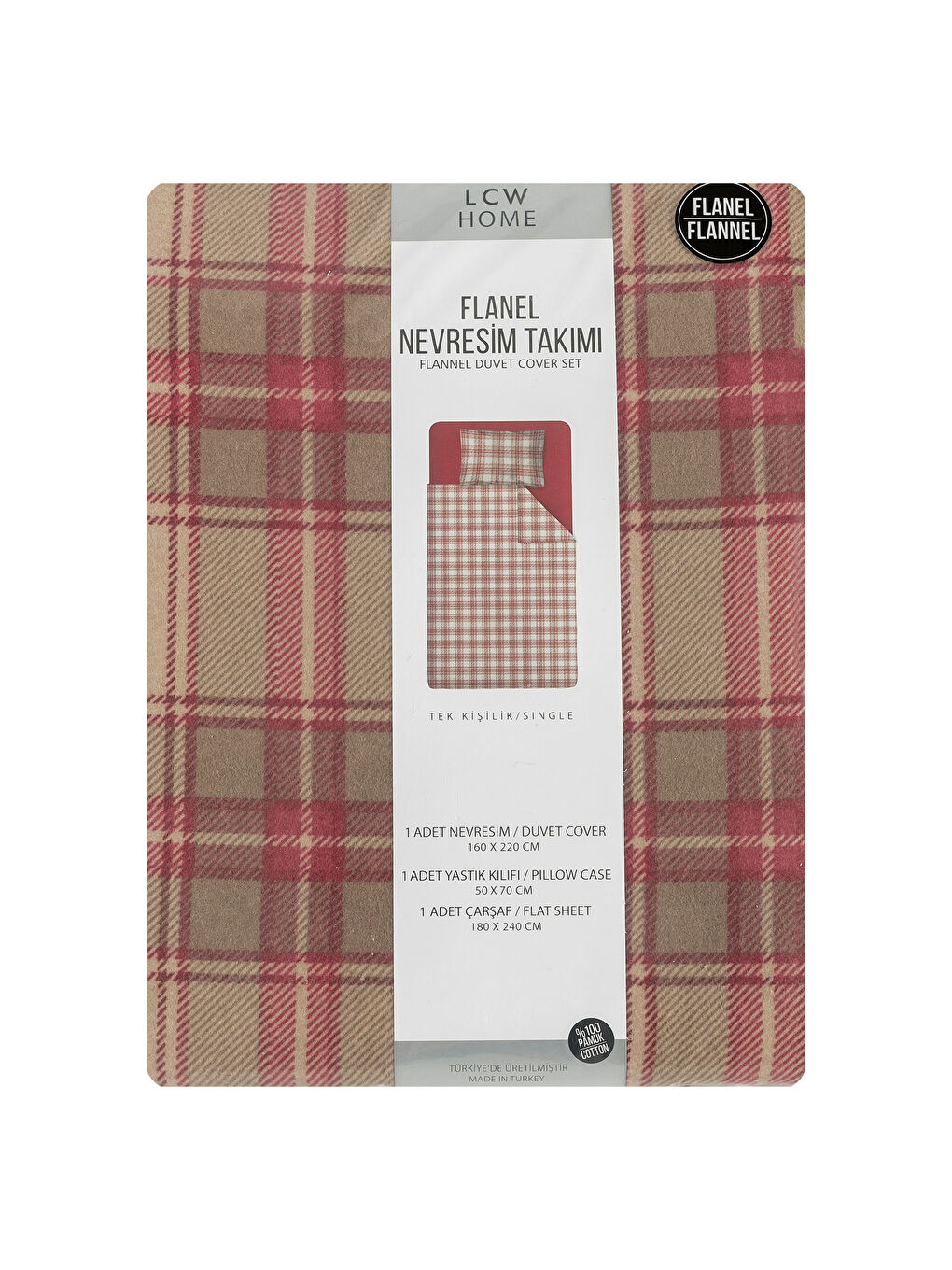 Kırmızı Baskılı Tek Kişilik Nevresim Takımı-5