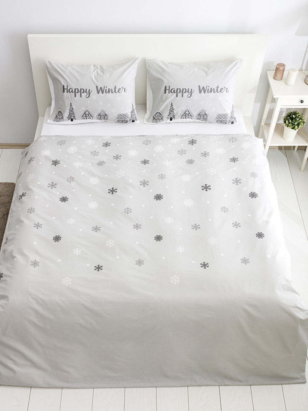 Gri Baskılı Çift Kişilik Nevresim Seti-2