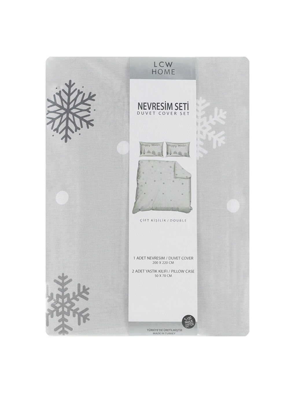 Gri Baskılı Çift Kişilik Nevresim Seti-5