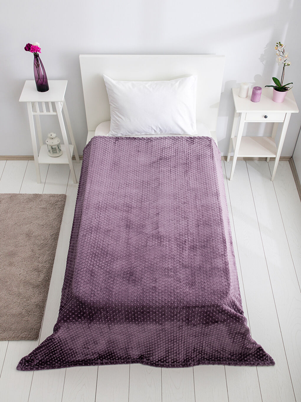 Açık Mor Tek Kişilik Battaniye-1