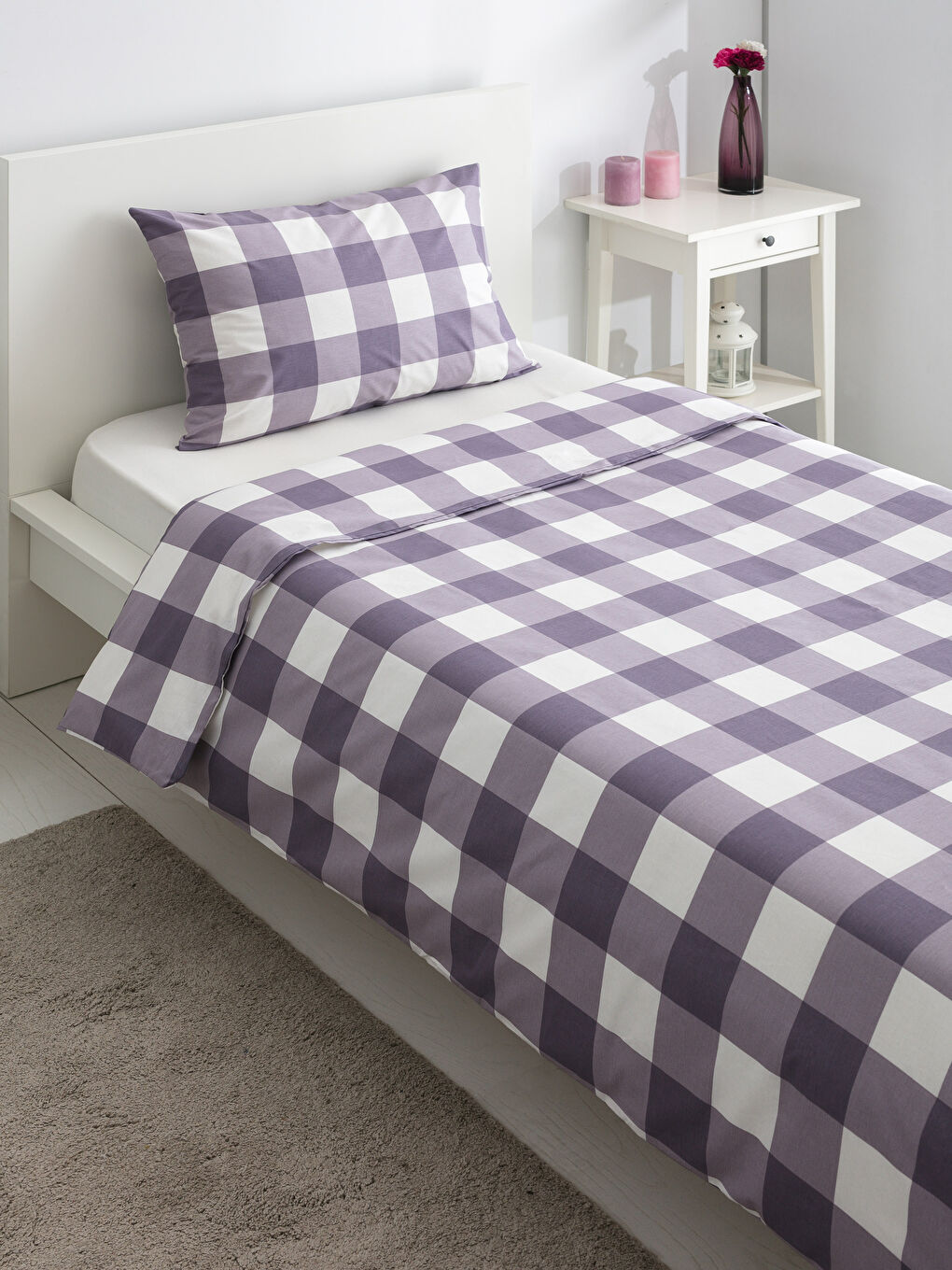 PURPLE Single Bed Duvet Cover Set