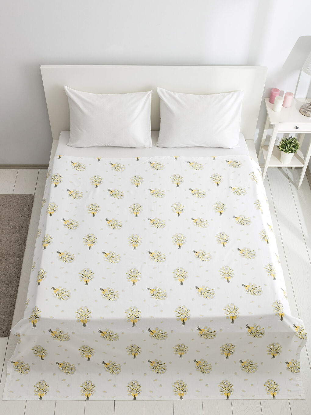 Sarı Baskılı Çift Kişilik Pike-1