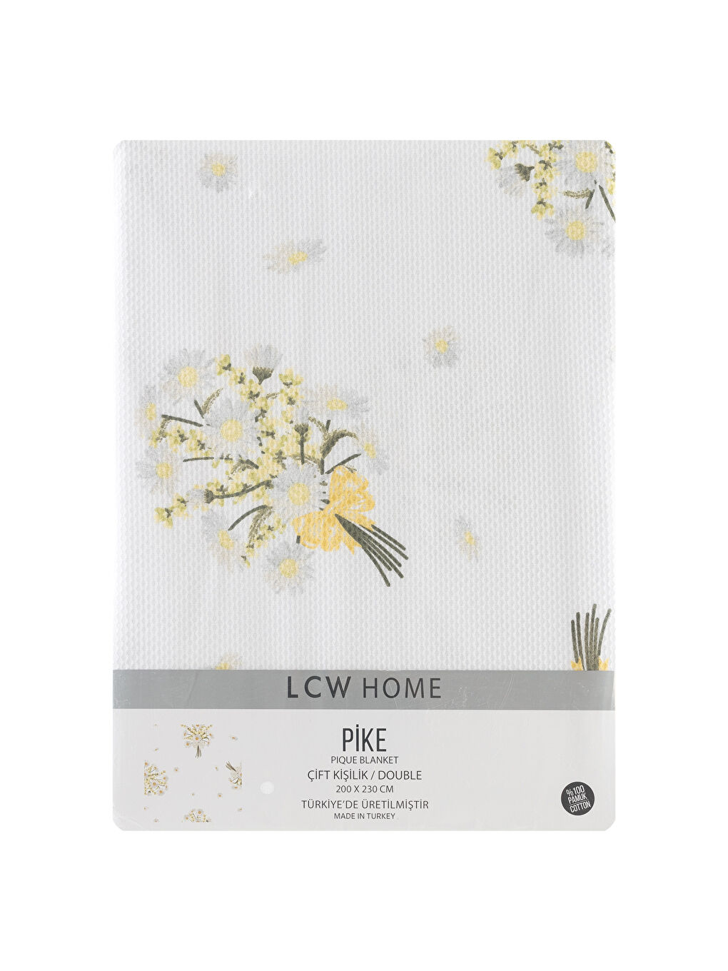 Sarı Baskılı Çift Kişilik Pike-3