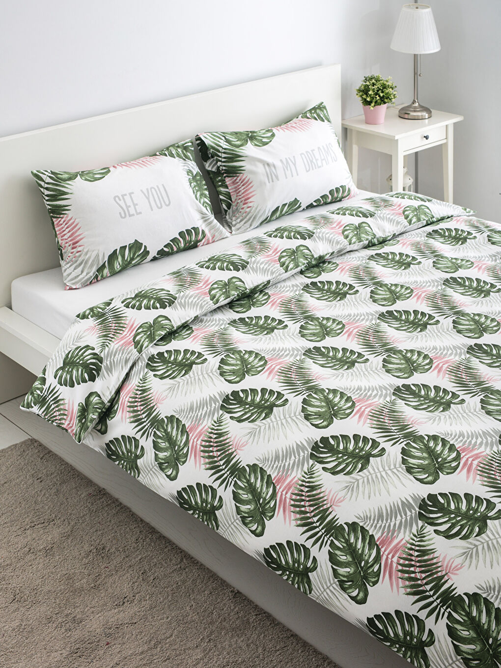 Yeşil Baskılı Çift Kişilik Nevresim Seti