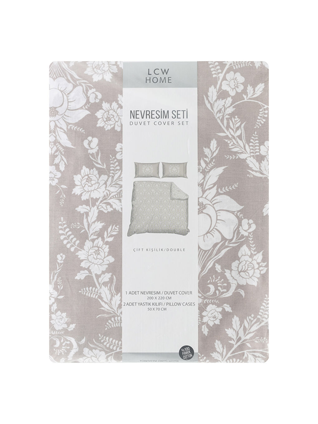 Bej Baskılı Çift Kişilik Nevresim Seti-5