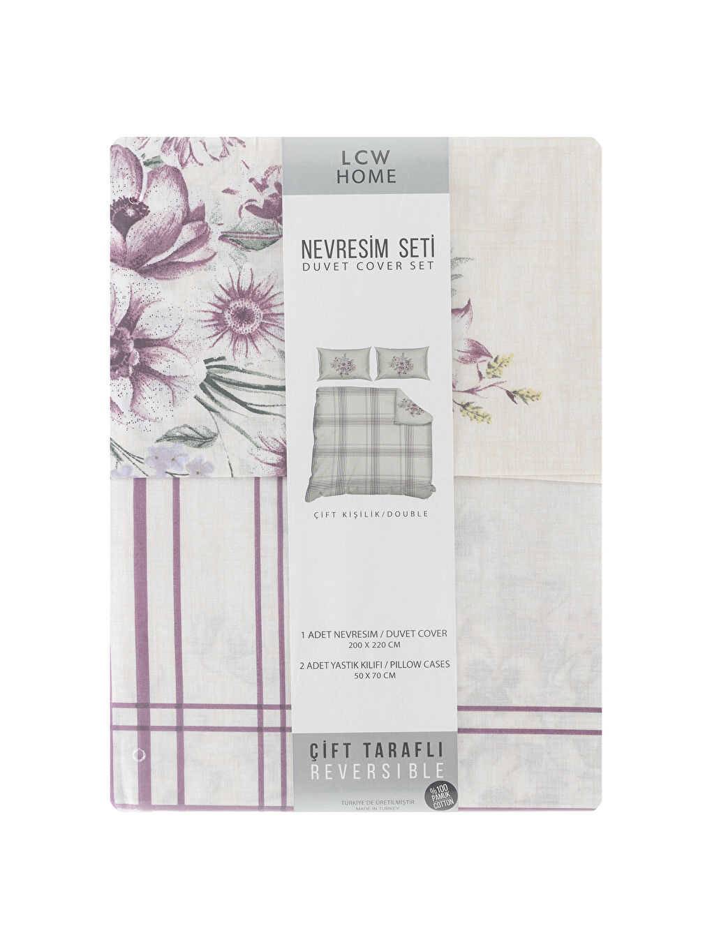 Mor Baskılı Çift Kişilik Nevresim Seti-5