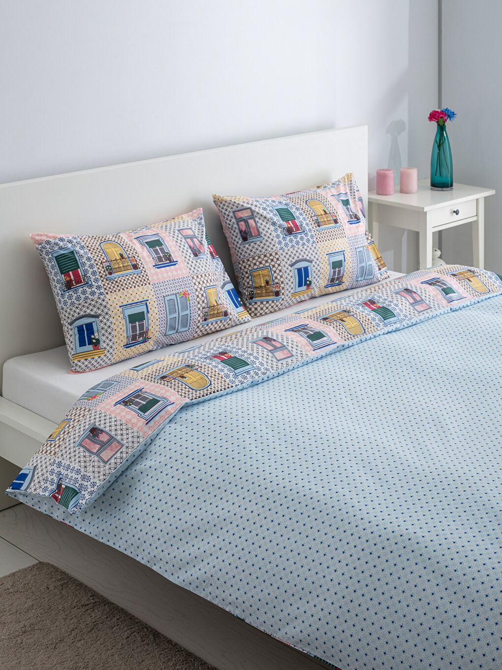 Karışık Baskılı Çift Kişilik Nevresim Seti-1