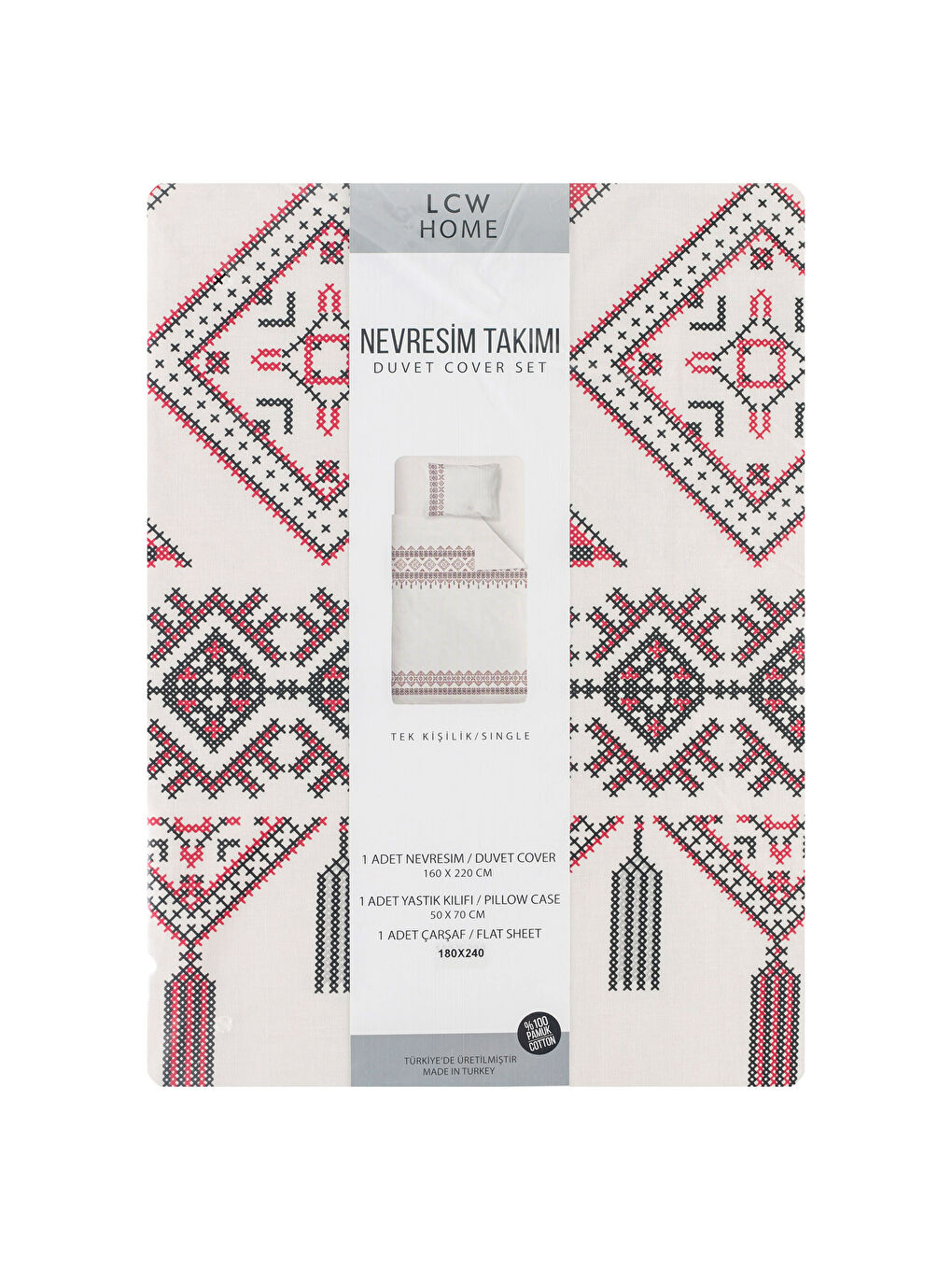 Karışık Baskılı Tek Kişilik Nevresim Seti-5