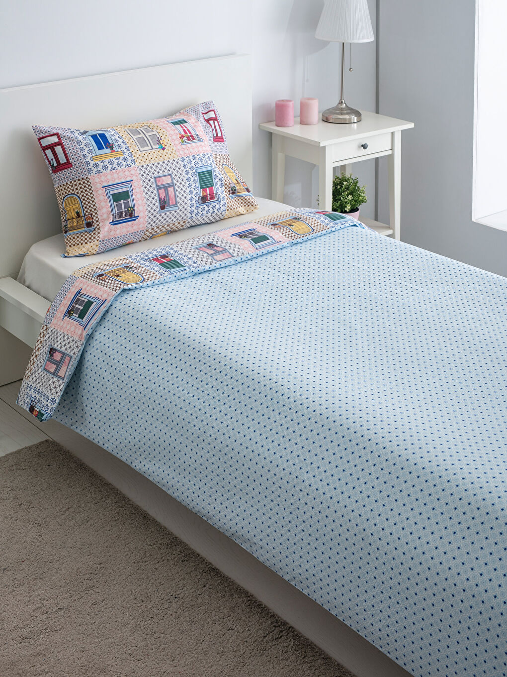 Karışık Baskılı Tek Kişilik Nevresim Seti-1