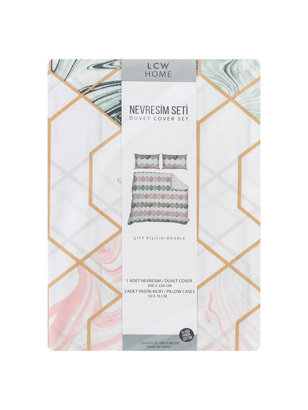 Beyaz Baskılı Çift Kişilik Nevresim Seti-5