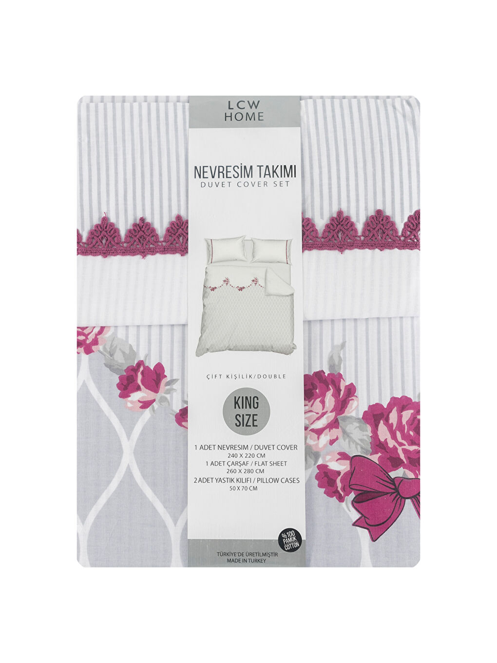 Gri Baskılı Çift Kişilik Nevresim Takımı-6