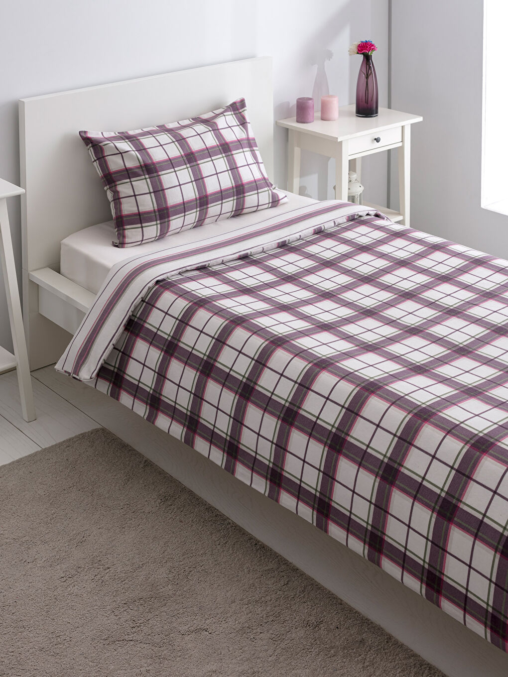 ECRU Single Bed Duvet Cover Full Set