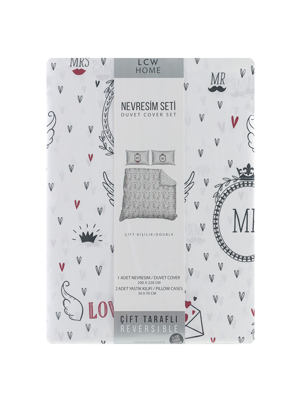 Karışık Baskılı Çift Kişilik Nevresim Seti-5