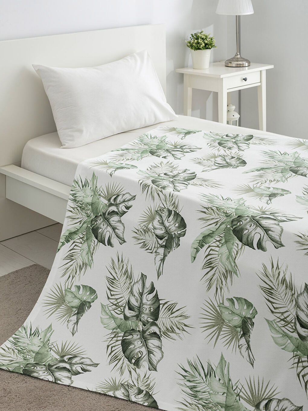 Yeşil Baskılı Tek Kişilik Pike