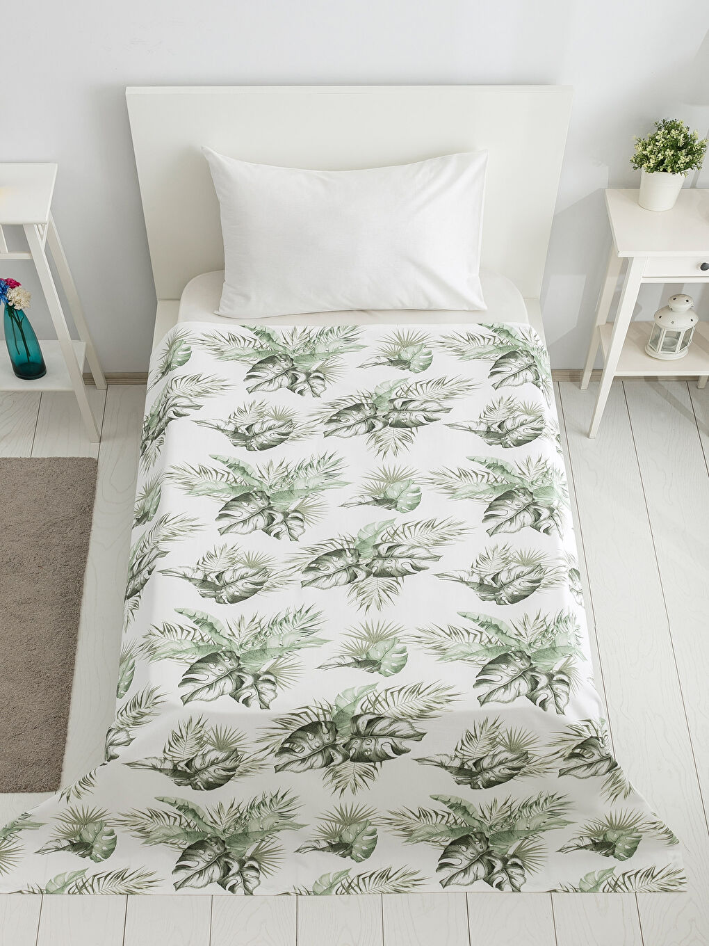 Yeşil Baskılı Tek Kişilik Pike-1