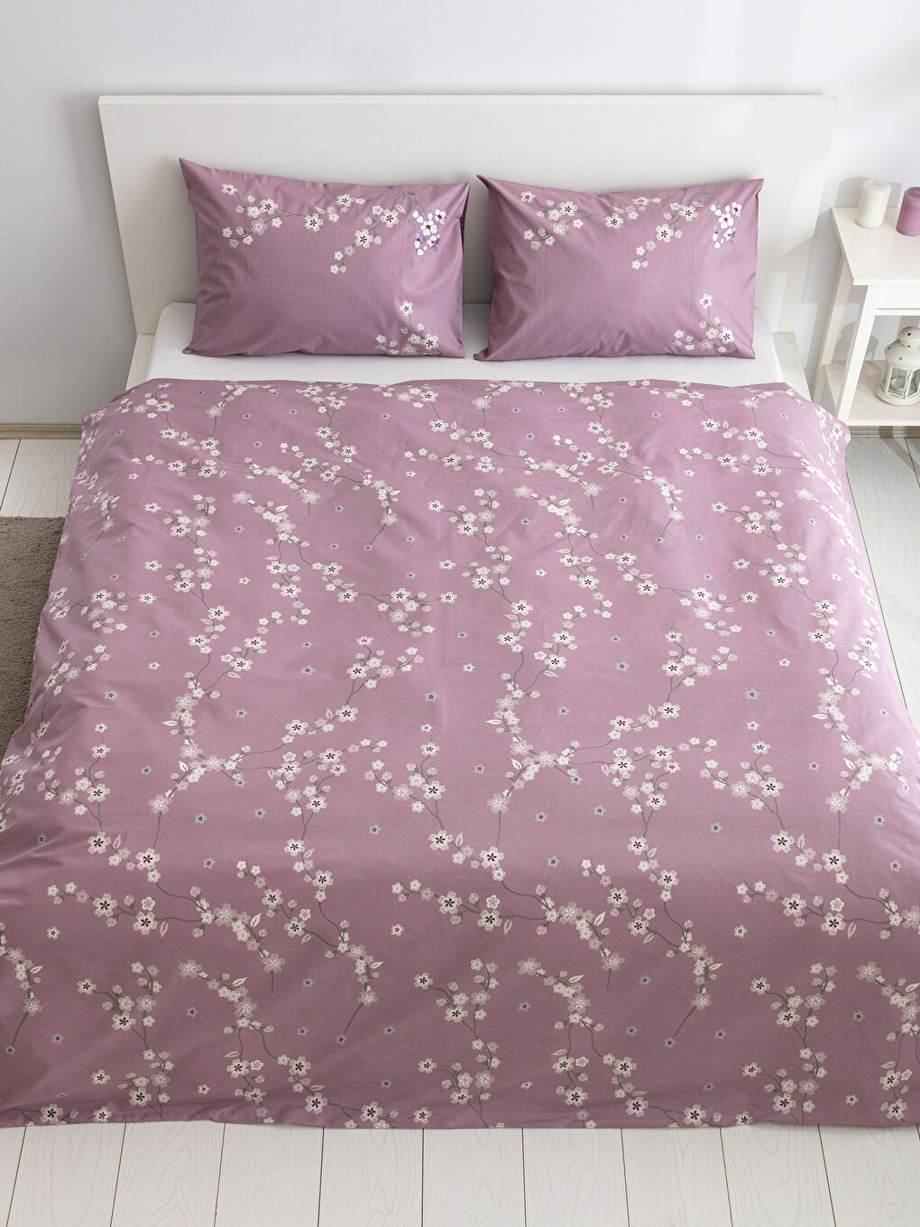 Mor Baskılı Çift Kişilik Nevresim Seti-1