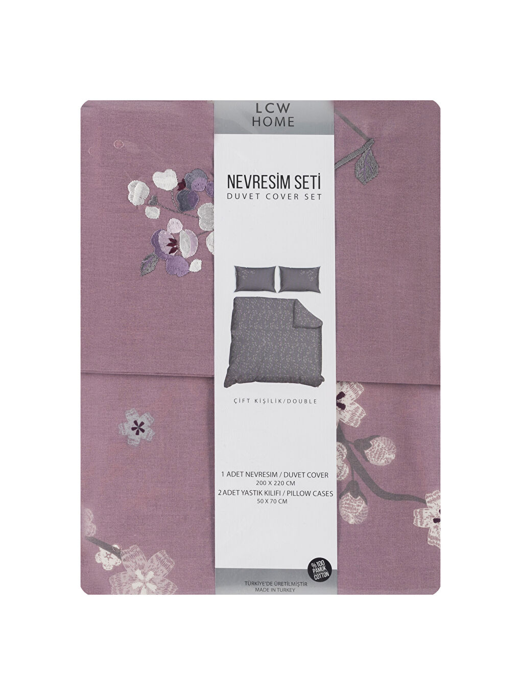 Mor Baskılı Çift Kişilik Nevresim Seti-4