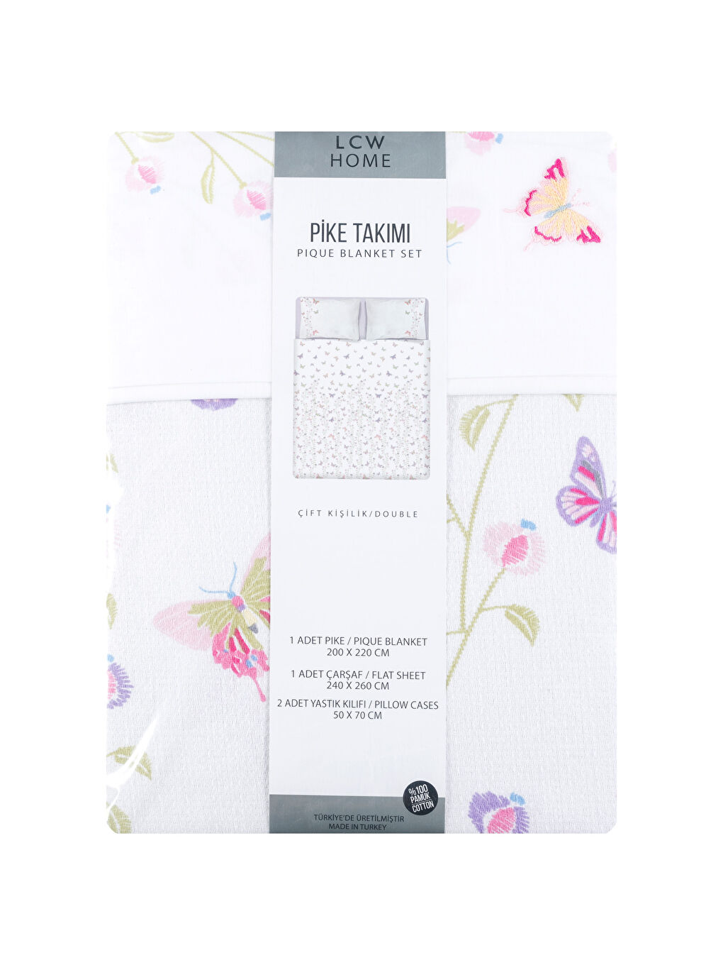 Karışık Baskılı Çift Kişilik Pike-4