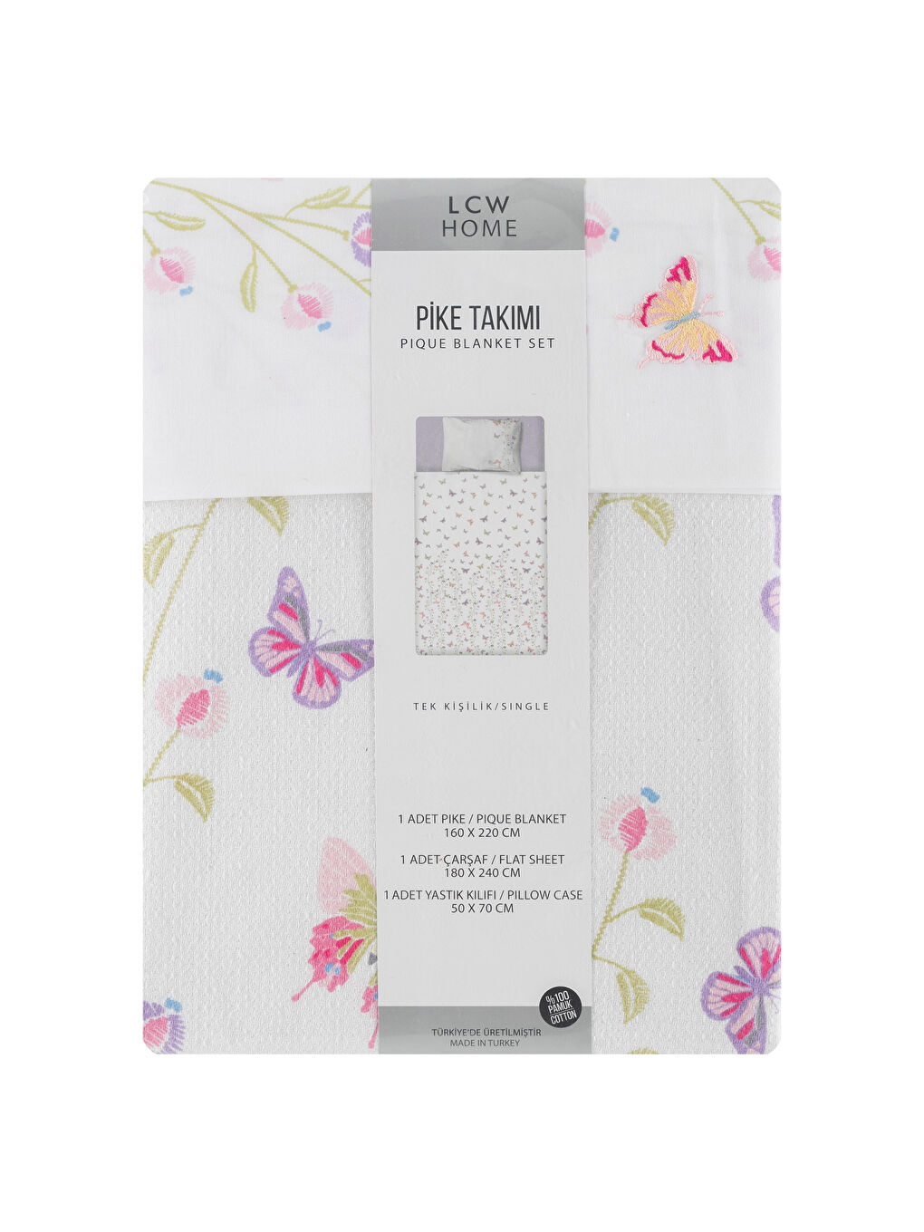 Karışık Baskılı Tek Kişilik Pike-4