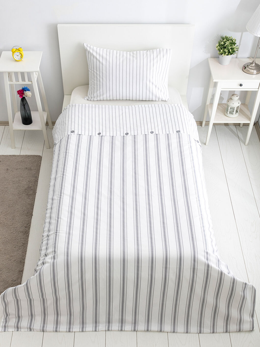 Gri Baskılı Tek Kişilik Nevresim Seti-2