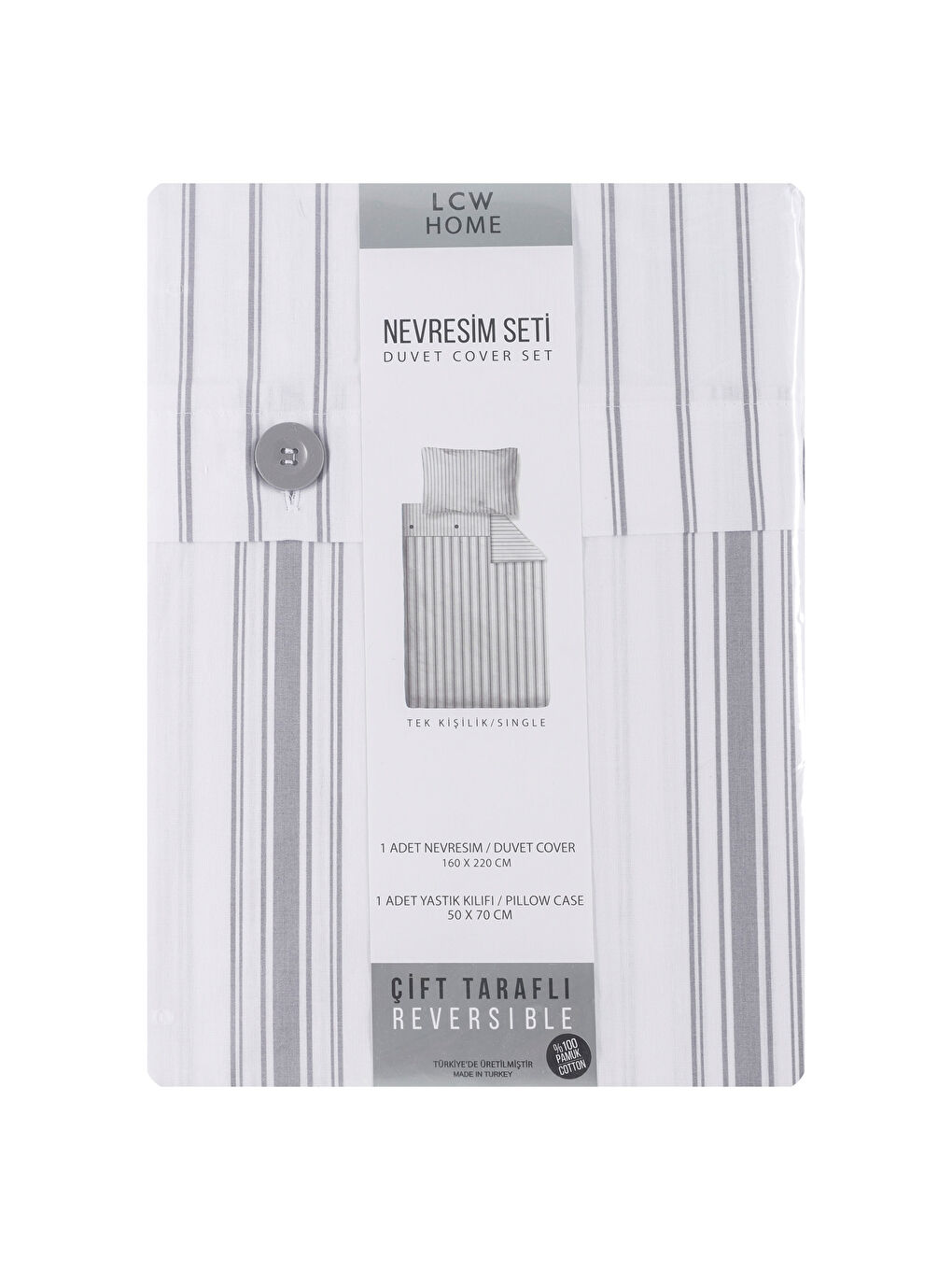 Gri Baskılı Tek Kişilik Nevresim Seti-5