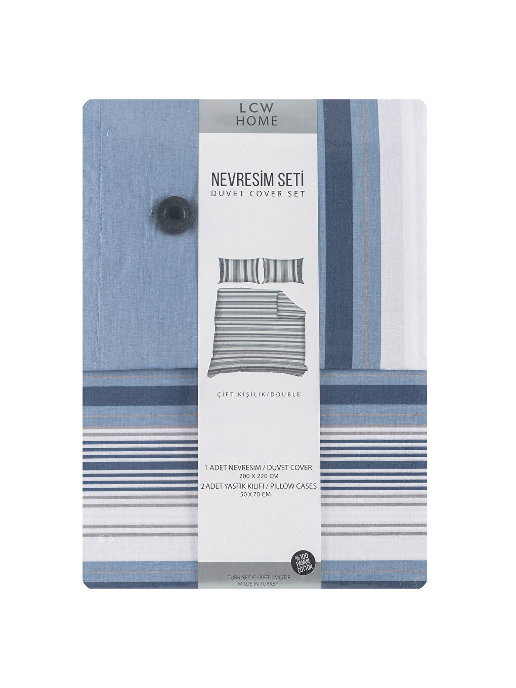 Lacivert Çizgili Çift Kişilik Nevresim Seti-4
