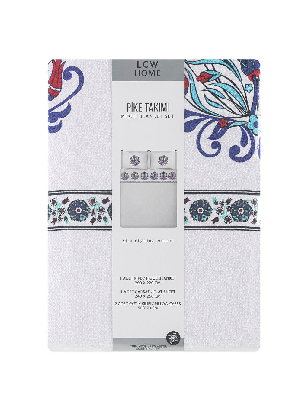 Karışık Baskılı Çift Kişilik Pike-4