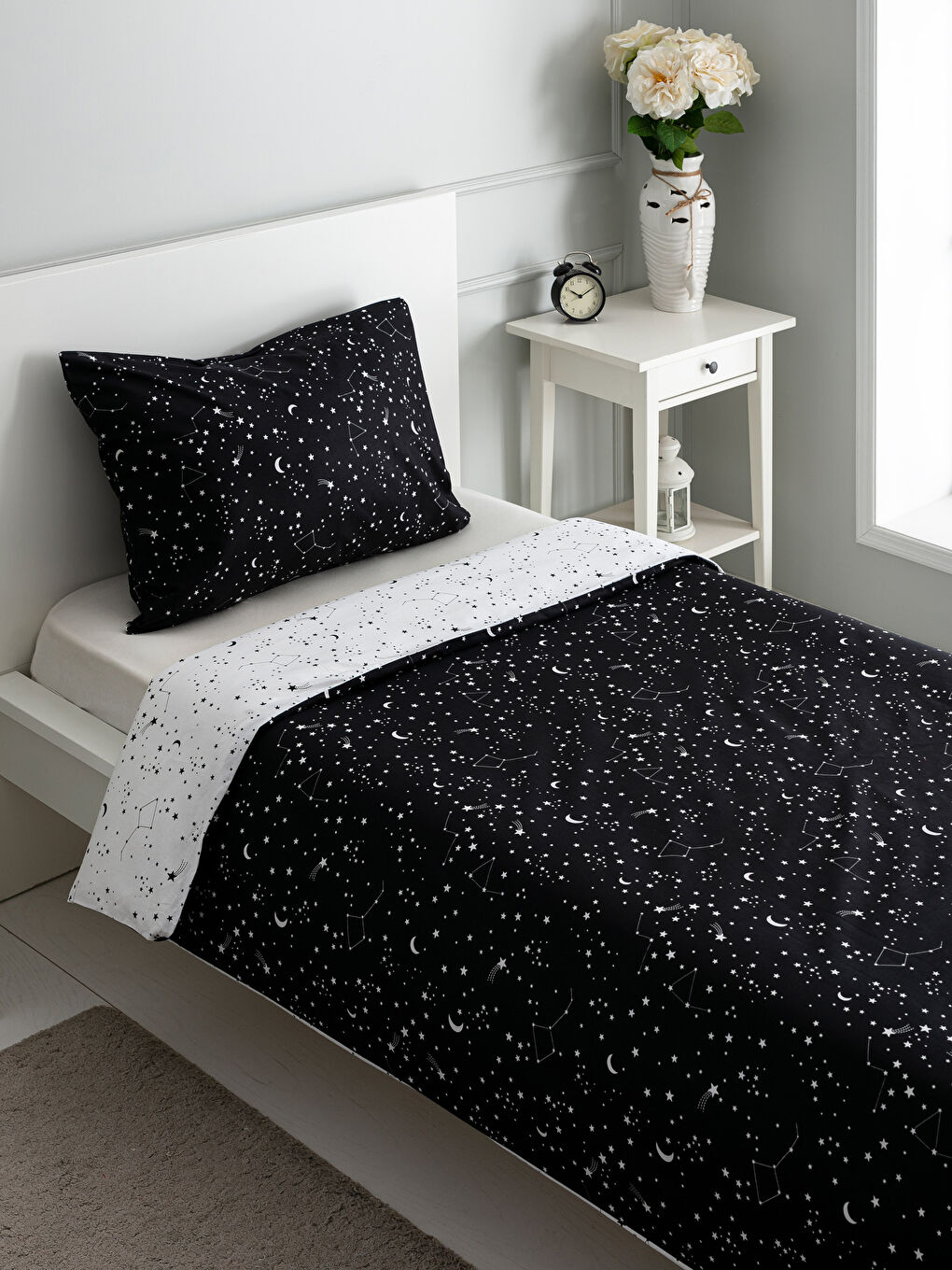 Mann SCHWARZ Einzelbett-Bettbezug-Set