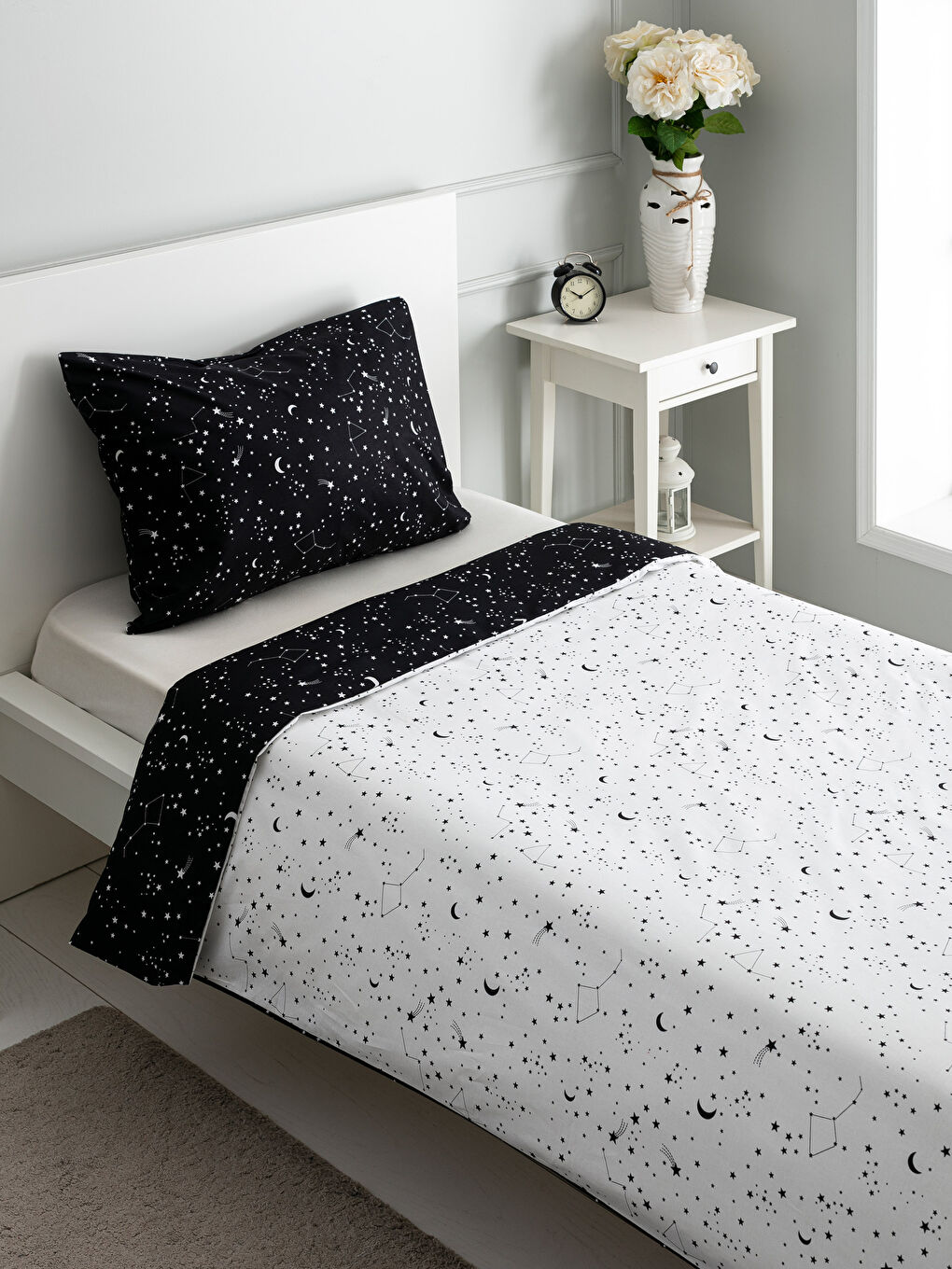 Mann SCHWARZ Einzelbett-Bettbezug-Set-1