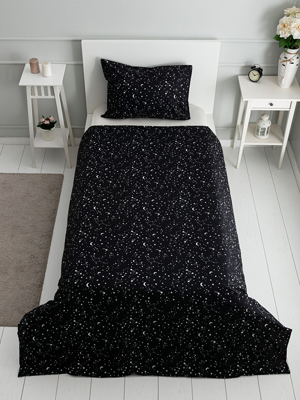 Mann SCHWARZ Einzelbett-Bettbezug-Set-2