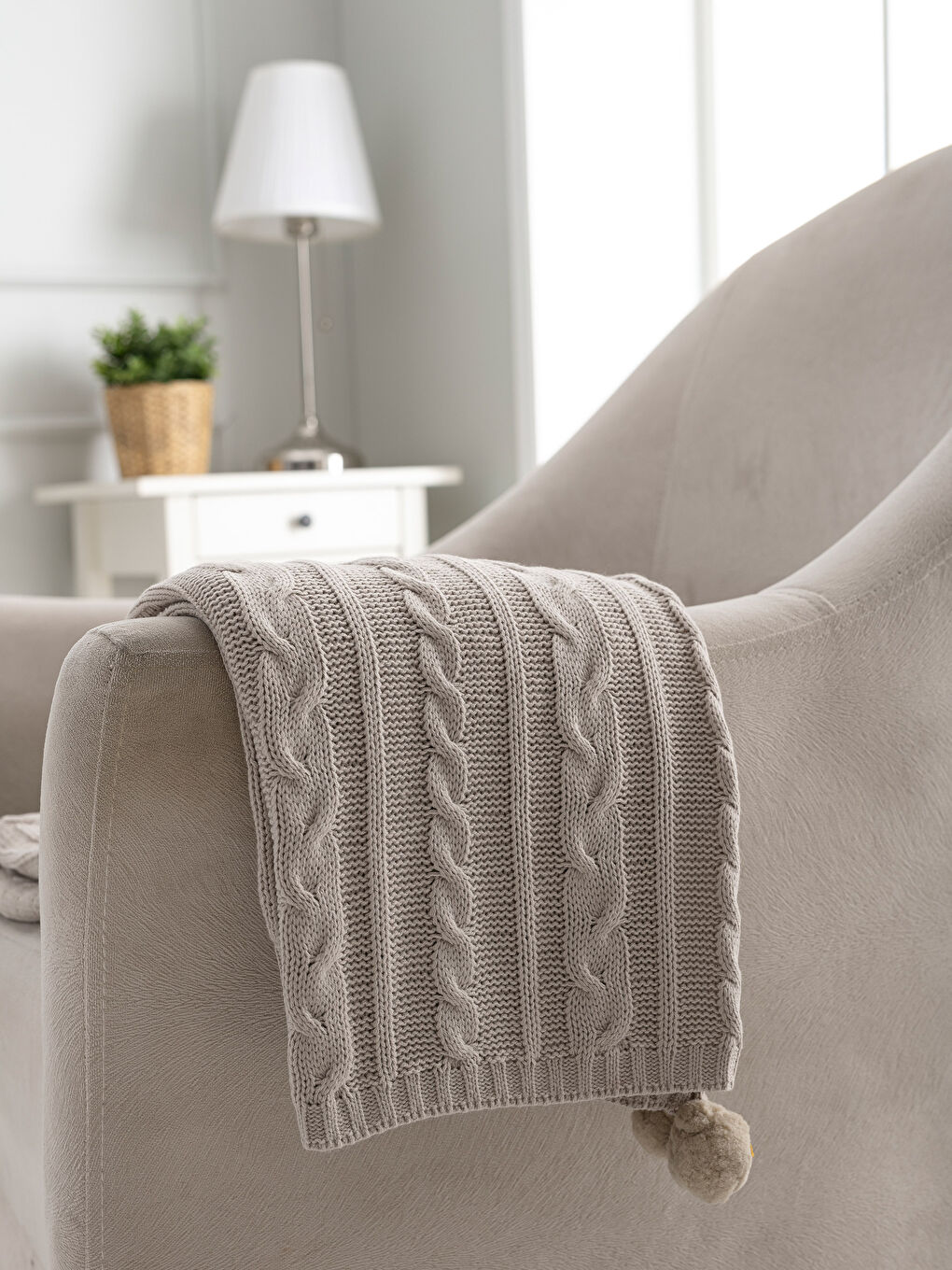 Bej Açık Devetüyü Tek Kişilik Battaniye