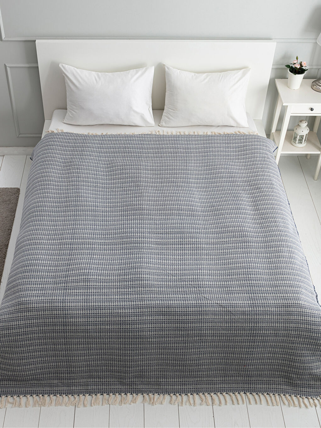 İndigo Çift Kişilik Yatak Örtüsü-1