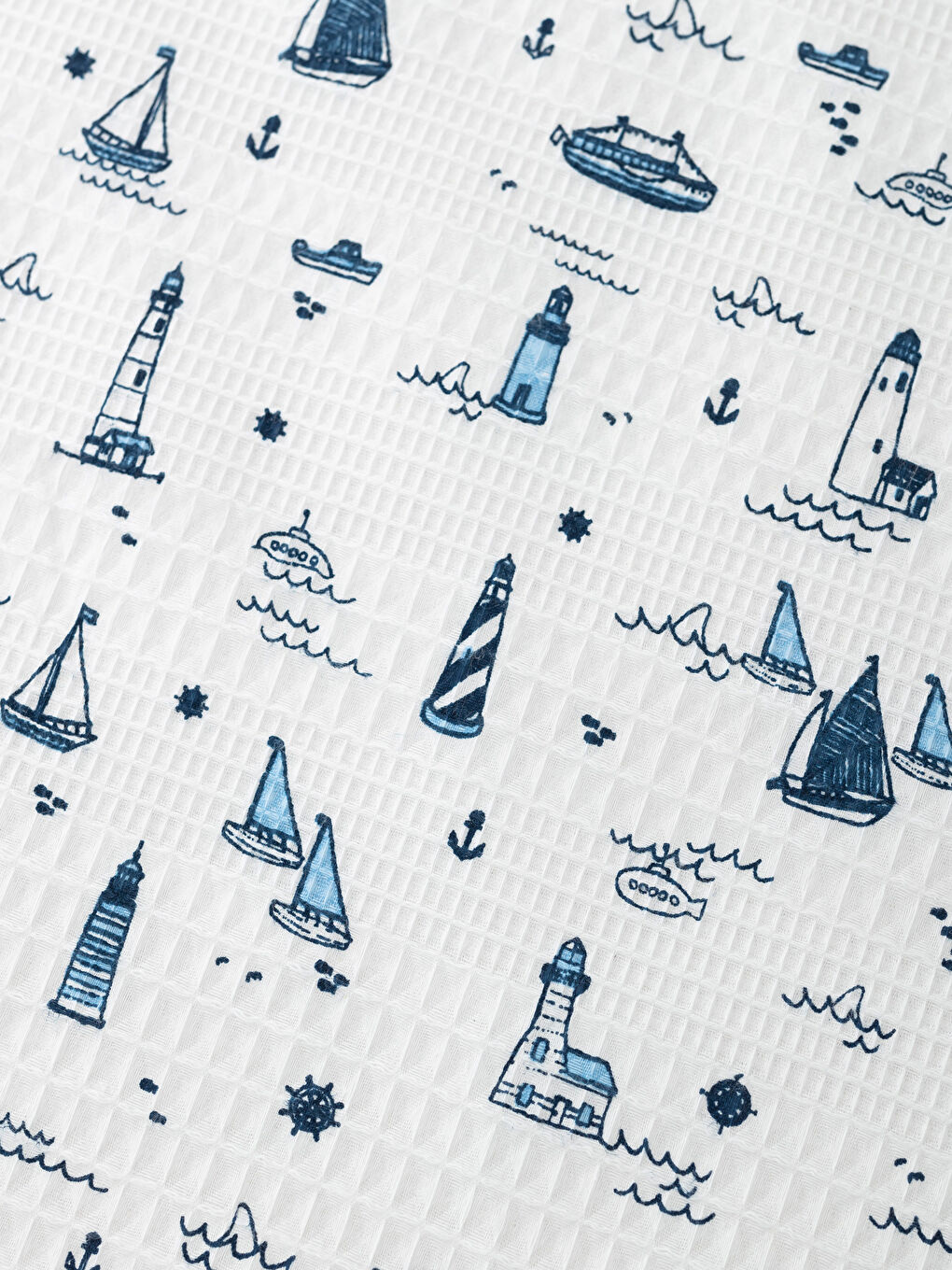 Mavi Baskılı Pamuklu Erkek Bebek Pike-2