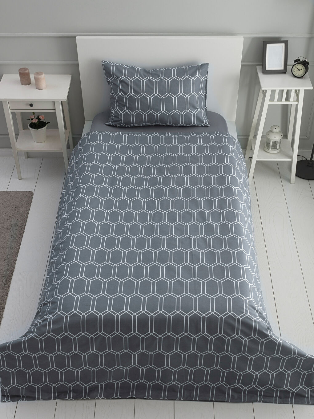 Bej Baskılı Tek Kişilik Nevresim Takımı-1