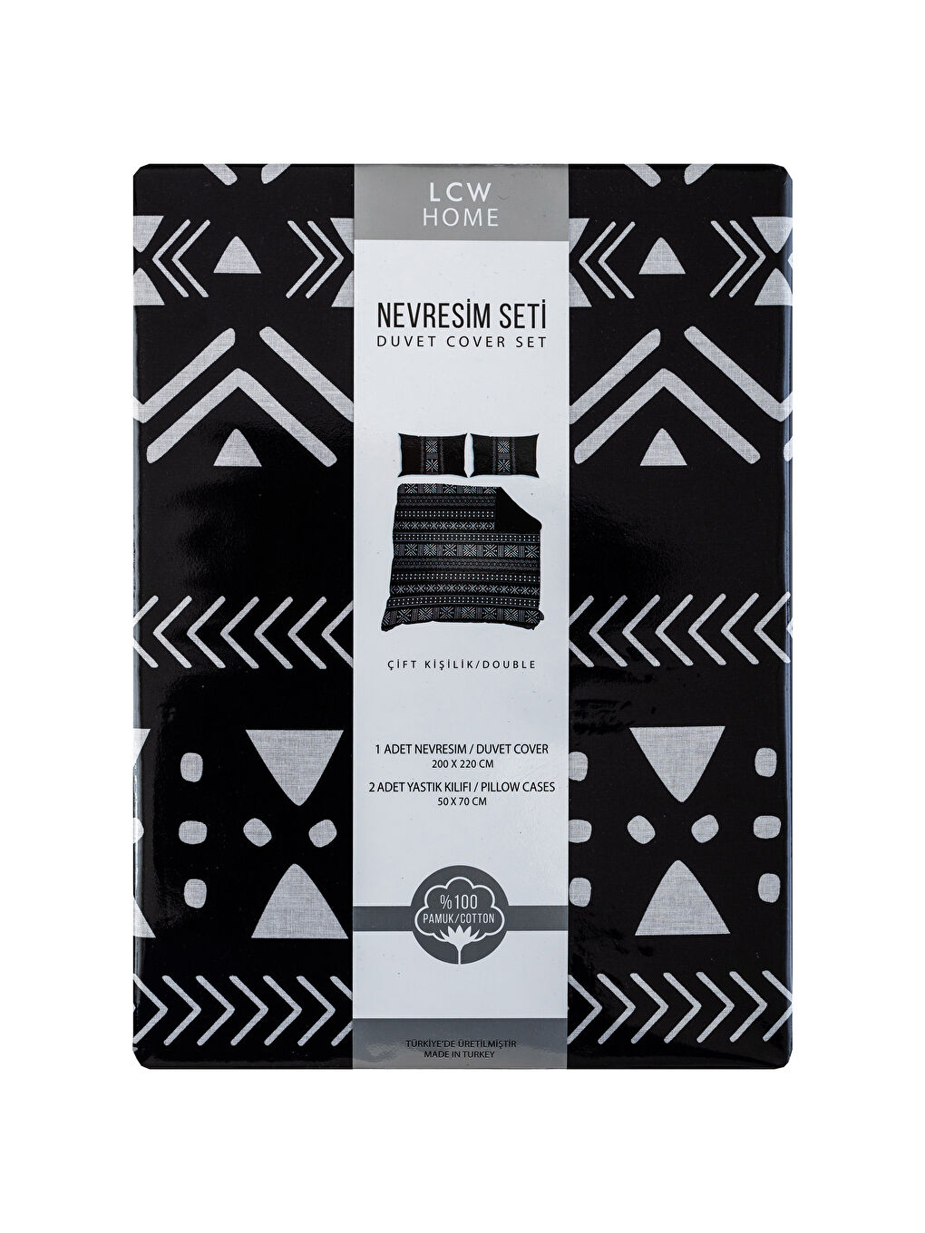 Beyaz Baskılı Çift Kişilik Nevresim Seti-4