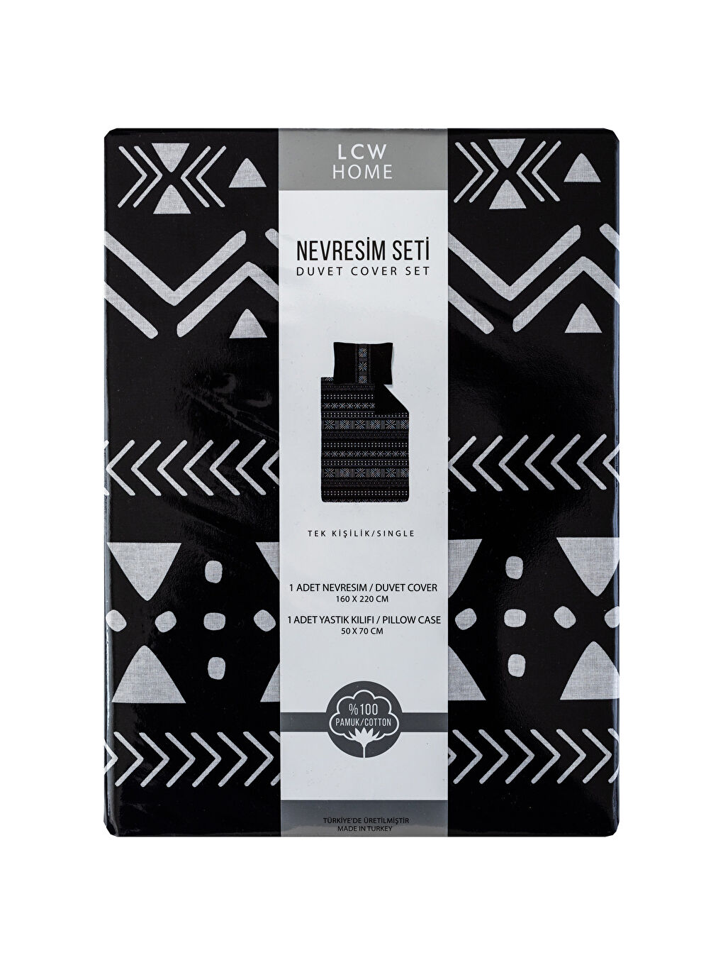 Beyaz Baskılı Tek Kişilik Nevresim Seti-4