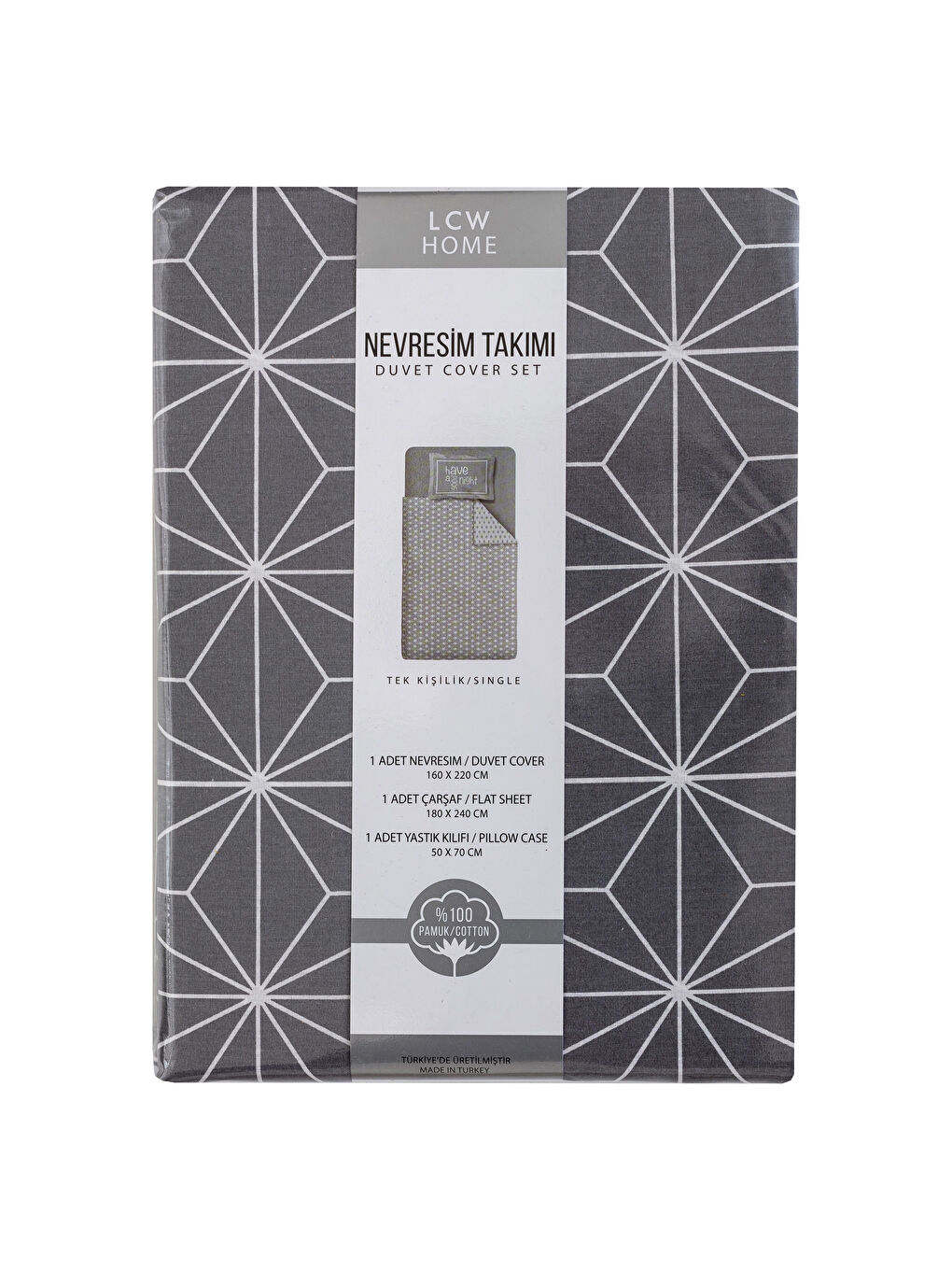 Gri Baskılı Tek Kişilik Nevresim Takımı-6