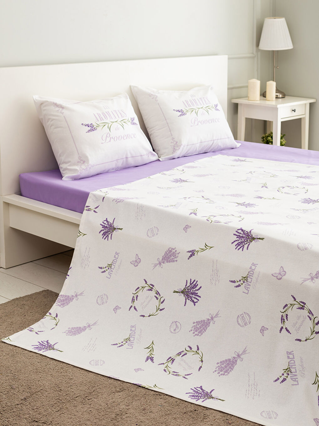 Mor Baskılı Çift Kişilik Pike