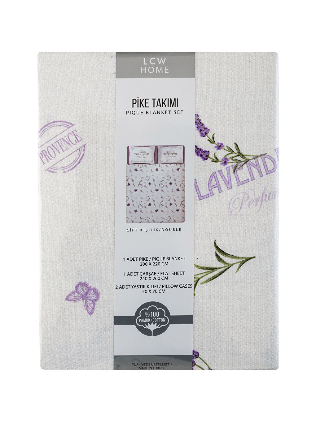 Mor Baskılı Çift Kişilik Pike-4