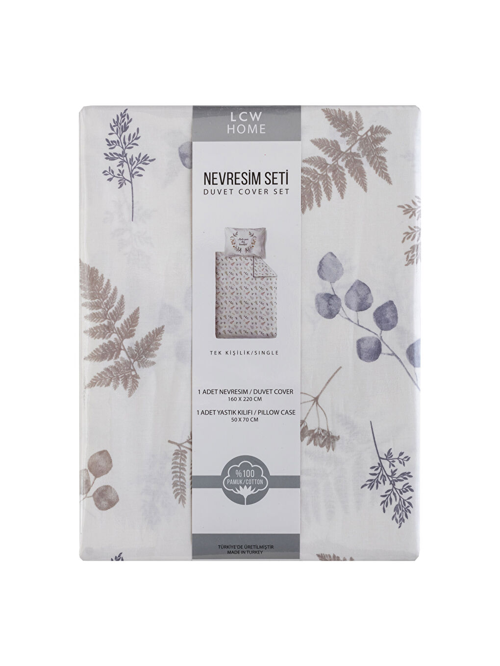 Bej Baskılı Tek Kişilik Nevresim Seti-4