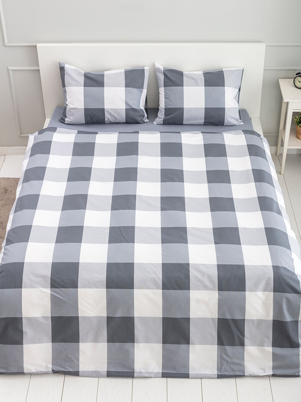 Gri Baskılı Çift Kişilik Nevresim Takımı-2