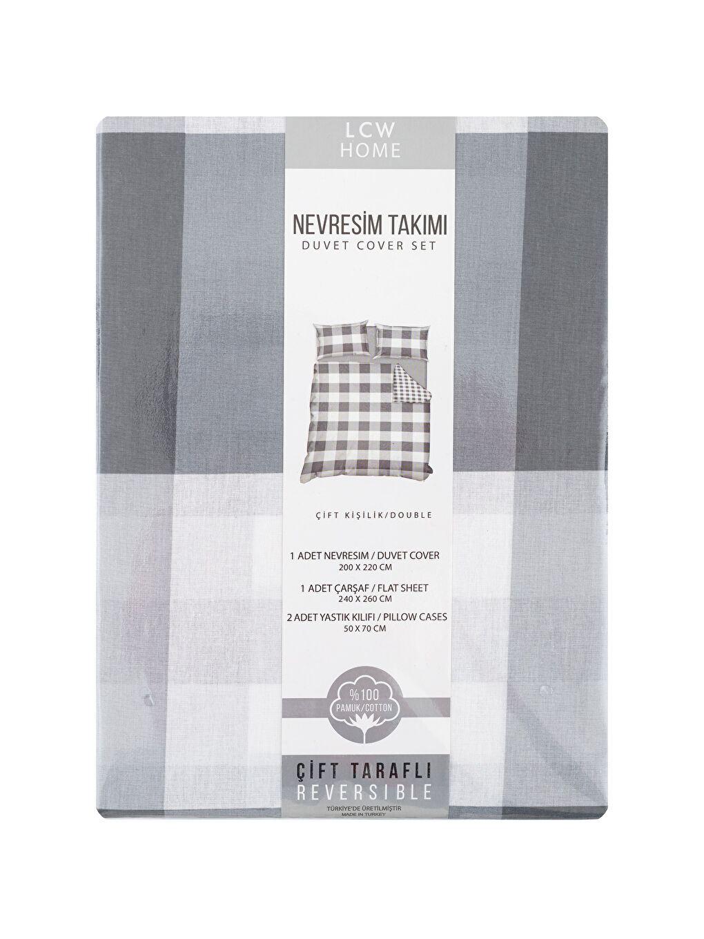 Gri Baskılı Çift Kişilik Nevresim Takımı-6