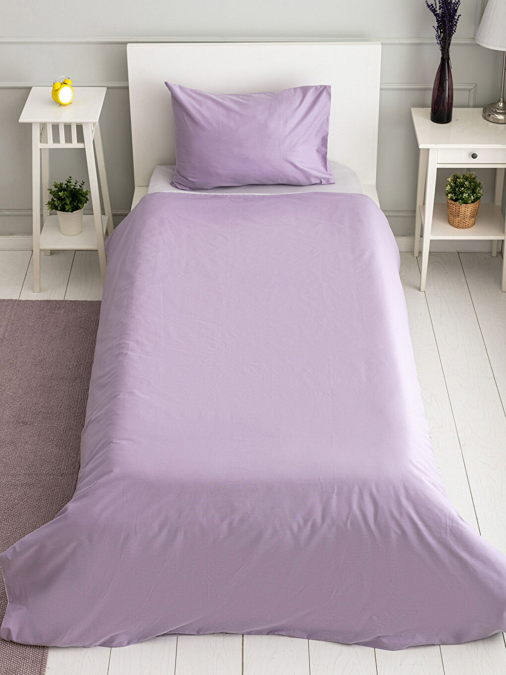 Mor Tek Kişilik Çift Taraflı Nevresim Takımı-2