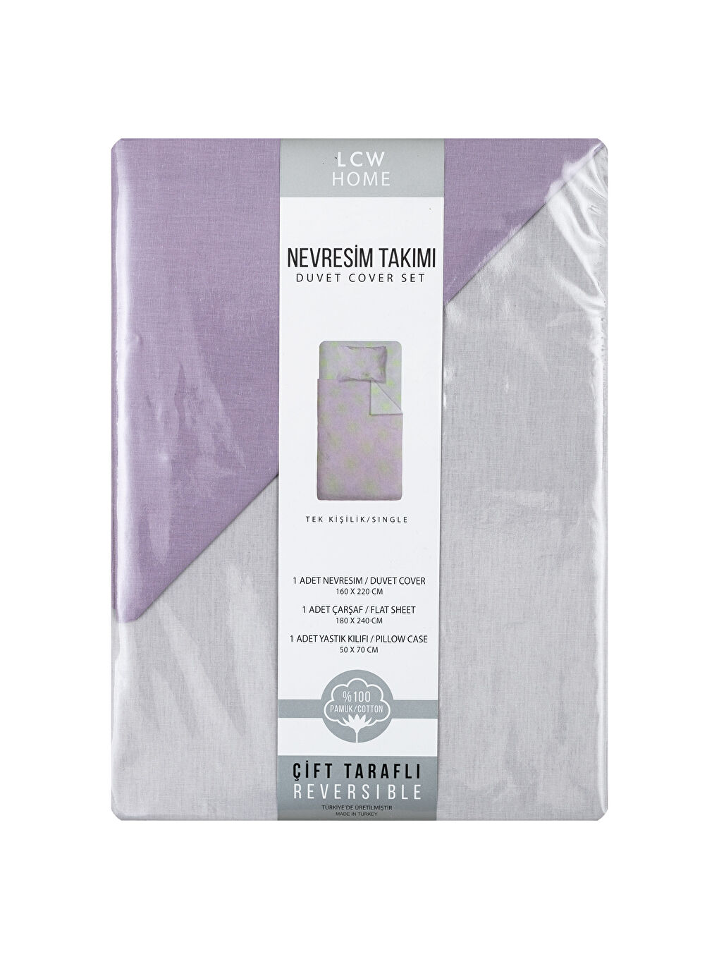Mor Tek Kişilik Çift Taraflı Nevresim Takımı-6