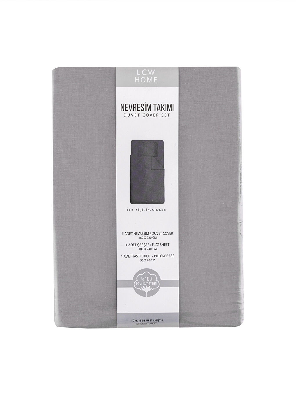 Gri Tek Kişilik Nevresim Takımı-5