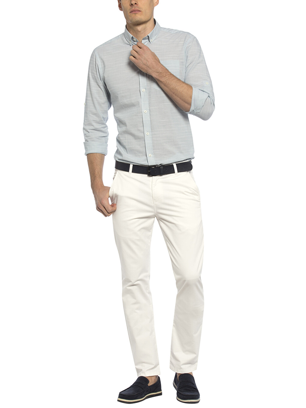 Pantaloni Chino Alb Bărbat-2