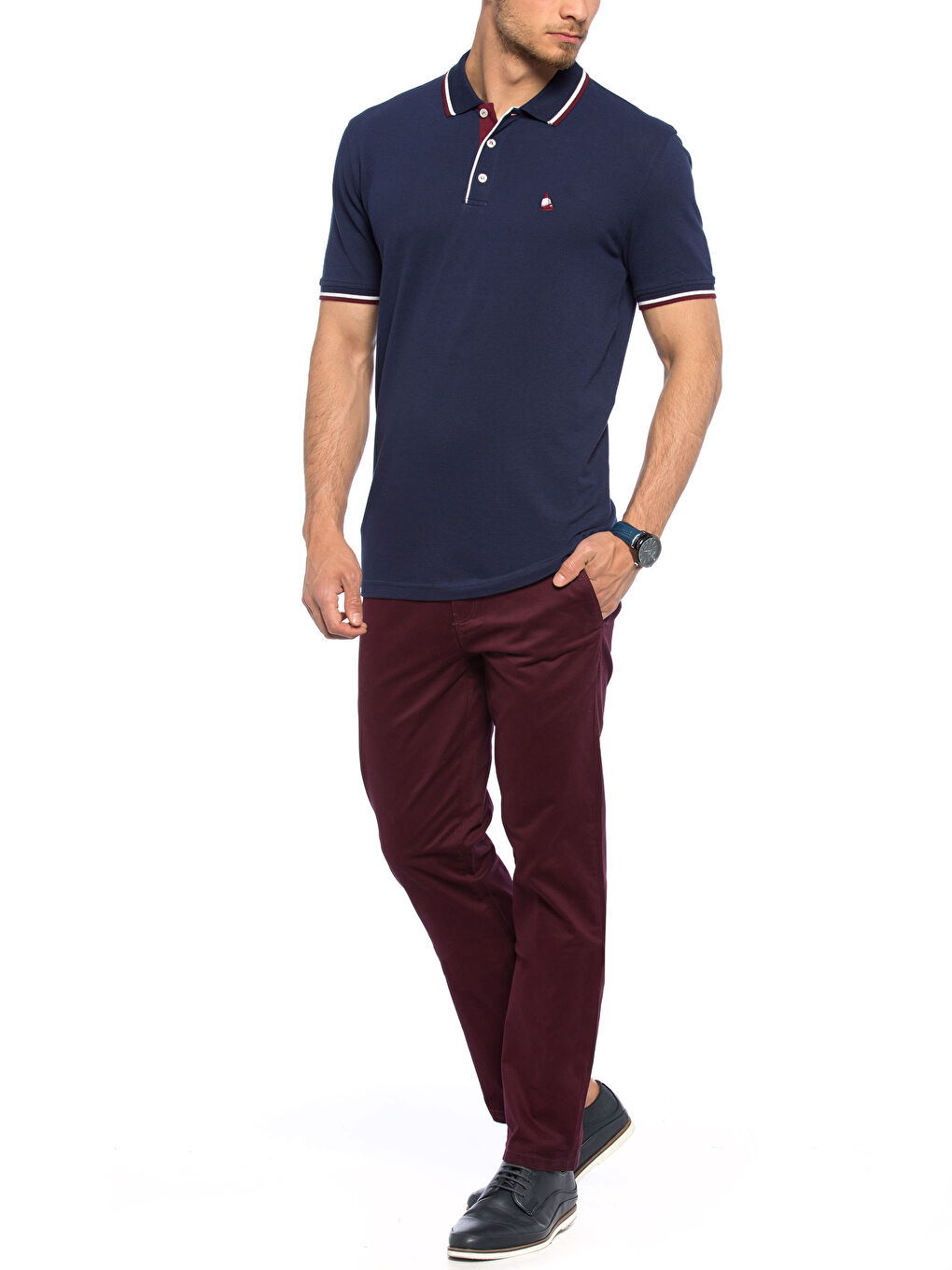 Pantalon chino ROUGE BORDEAUX Homme-2